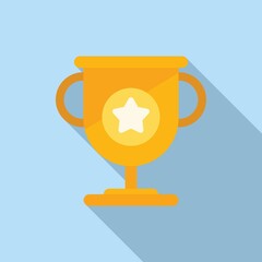 Gold cup marketing icon flat vector. Online media