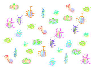 Insect illustratiemateriaal getekend door een kind