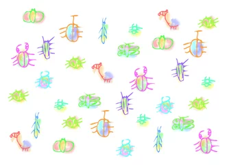 Deurstickers Eenhoorns Insect illustratiemateriaal getekend door een kind