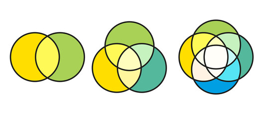 Venn diagram circles chart infographic. Vector design elements for business strategy presentation.