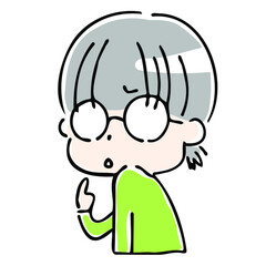 困るメガネっ子の上半身