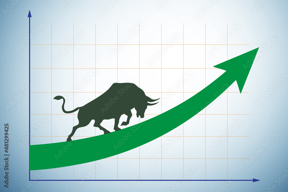 Wall mural illustration of bull stock market on exchange