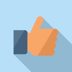 Thumb up marketing icon flat vector. Online strategy
