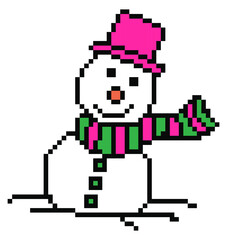 Fototapeta premium snowman pixel art.