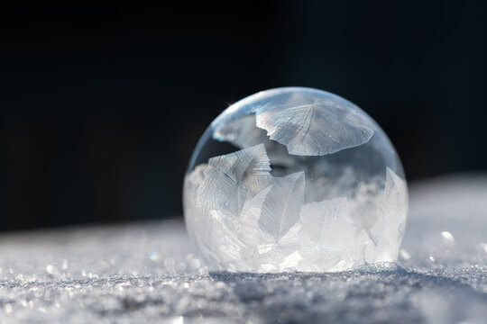 Frozen Soap Bubble Sphere with Crystal Formation