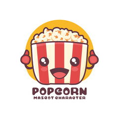 vector popcorn cartoon mascot, suitable for, logos, prints, stickers, etc