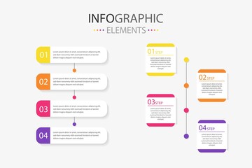 Modern text box infographics elements for use in business, present team work etc. Infographics elements with 2 versions and 4 colors.