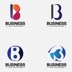 Set Abstract letter b logo vector. B logo symbol icon design template.