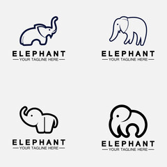 Set Elephant Logo Vector Illustrator Design Template