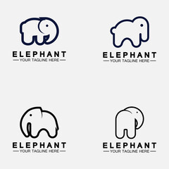 Set Elephant Logo Vector Illustrator Design Template