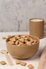 healthy muesli breakfast with milk
