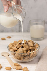 healthy muesli breakfast with milk