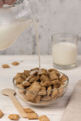 healthy muesli breakfast with milk