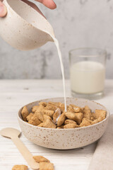 healthy muesli breakfast with milk