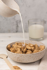 healthy muesli breakfast with milk