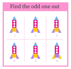 Find the odd one out. Visual logic puzzle for children. Vector illustration