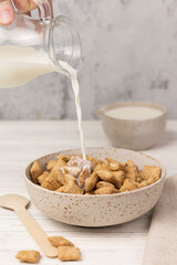 healthy muesli breakfast with milk