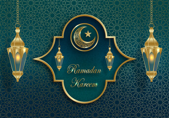 Ramadan Kareem design on Islamic background