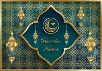 Ramadan Kareem design on Islamic background