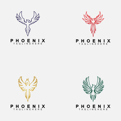 Fototapeta na wymiar Set Phoenix logo Vector Illustration Design Template