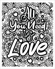 Motivational quotes lettering coloring page, inspirational quotes coloring book page