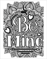 Motivational quotes lettering coloring page, inspirational quotes coloring book page