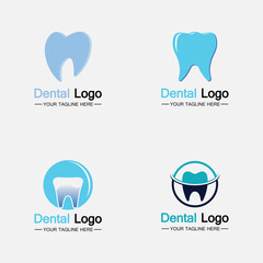 Set Dental Logo Design vector template.Creative Dentist Logo. Dental Clinic Vector Logo.