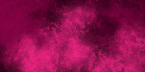 Abstract cosmic fuchsia neon paper textured aquarelle canvas for modern creative design. Bright light pink ink watercolor on black background. Magenta paper texture water color.