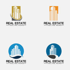 Set Real Estate Business Logo Template, Building, Property Development, and Construction Logo Vector