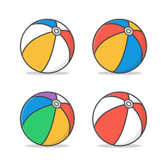 Obraz premium Beach Ball Vector Icon Illustration. Rainbow Ball. Colored Beachball. Concept Of Summer Holiday