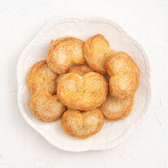 Delicious Palmier butterfly pastry in heart shape for Valentine's day dessert.