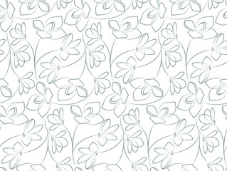 Obraz premium Floral print for background or fabric. Black silhouette of plants.