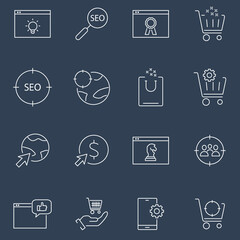 SEO icon set . SEO pack vector elements for infographic web. with trend color