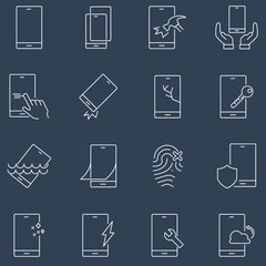 Smartphone Protection icon set . Smartphone Protection pack vector elements for infographic web. with trend color
