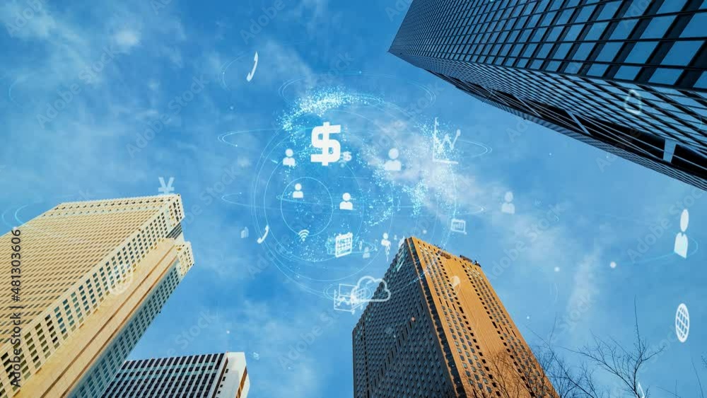Aufkleber smart city and communication network concept. 5g. iot (internet of things). telecommunication.