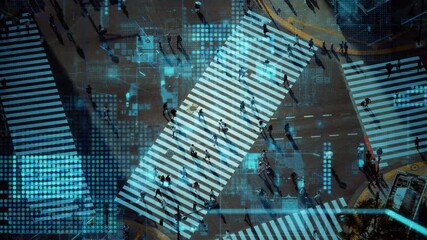 Modern city and electronics concept. Digital transformation.