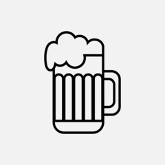 Beer icon,Beer symbol. Designation of glass contour. Craft beer concept. Beer mug icon in outline style. Vector illustration
