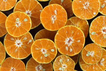 Top view of fresh half orange as background