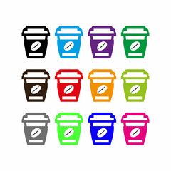 Coffee cup icon. Set of coffee boxes, logo and sign. Vector illustration