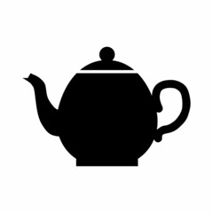Black teapot on white background. Teapot on white. Vector