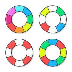 Obraz premium Rubber Swimming Ring Vector Icon Illustration. Set Of Swim Rings Flat Icon. Life Saving Floating Lifebuoy For Beach Or Ship