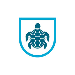 Turtle with shield icon isolated on white background