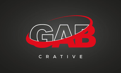 Fototapeta na wymiar GAB creative letters logo with 360 symbol vector art template design