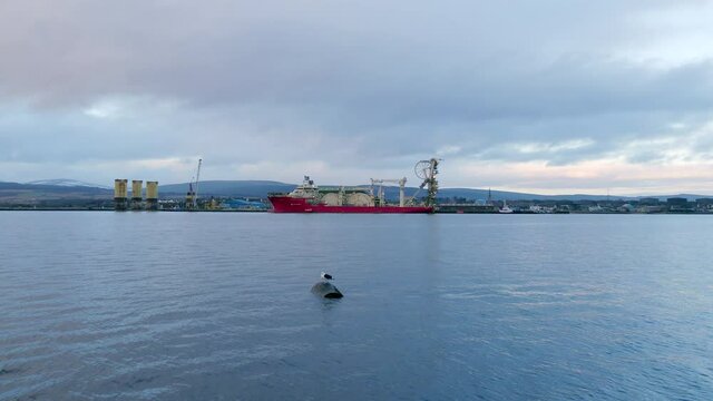 Pipe Laying Ship Docked at Port