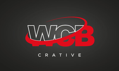 WCB creative letters logo with 360 symbol vector art template design