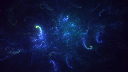 3D rendering abstract multicolor technology fractal light background