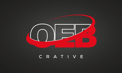 OEB creative letters logo with 360 symbol vector art template design