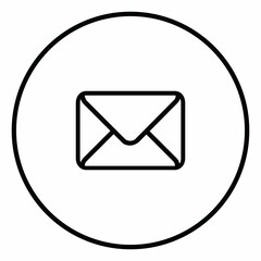Envelope line icon inside circle, message file, inbox, black outline, line icons.