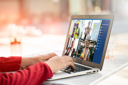 Video call group of business people meeting on virtual workplace or remote office.Remote work,virtual meeting and Online Video Conference Interview Call concept.Manager talking online with coworkers - Powered by Adobe