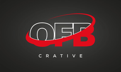 OFB creative letters logo with 360 symbol vector art template design